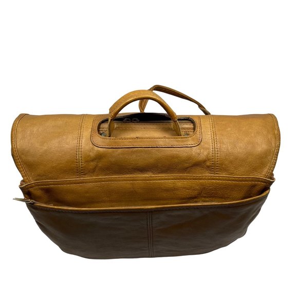 Handmade Light Brown Leather Messenger Bag - Picture 2 of 15